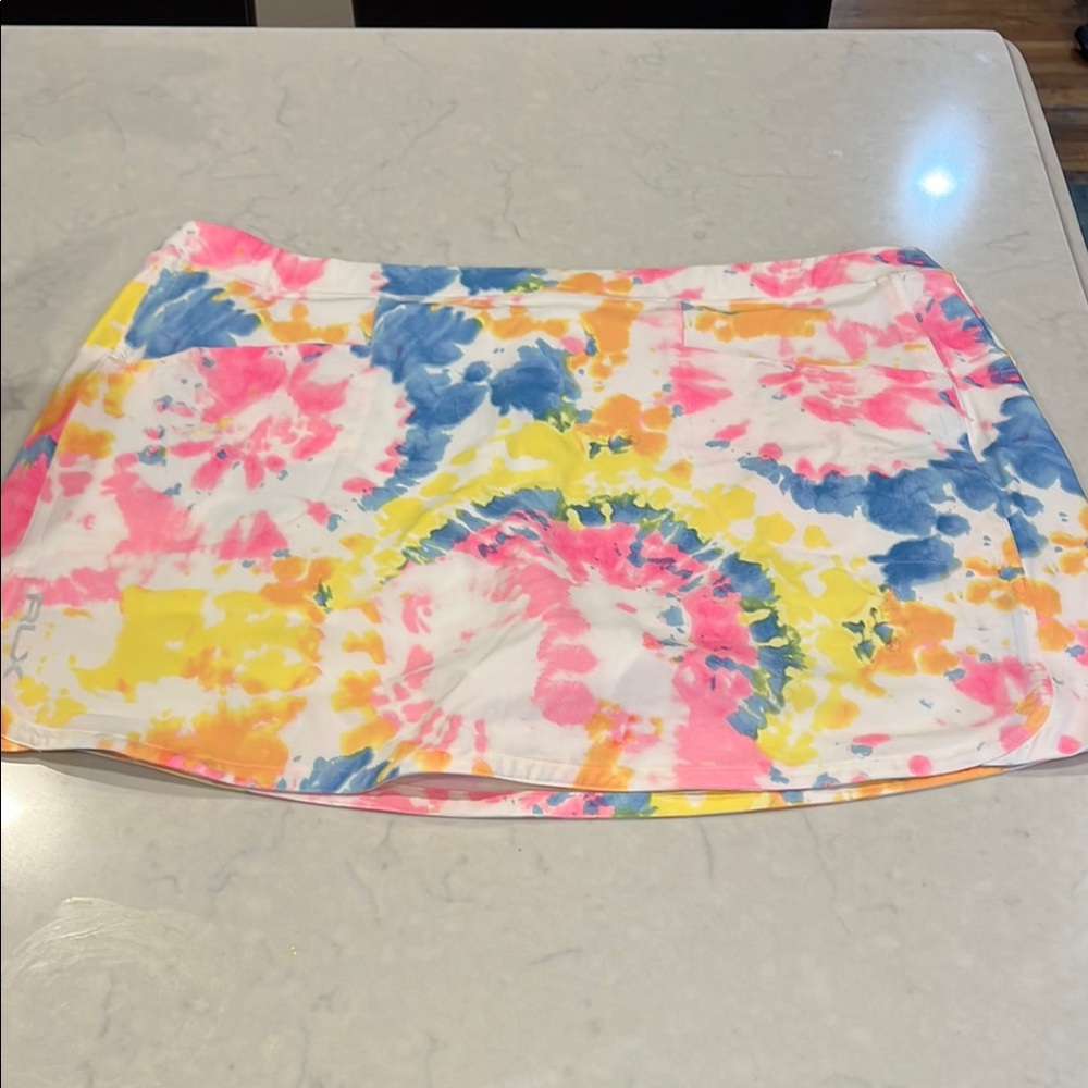 RLX Ralph Lauren Pink and Yellow Skater Mini Skirt